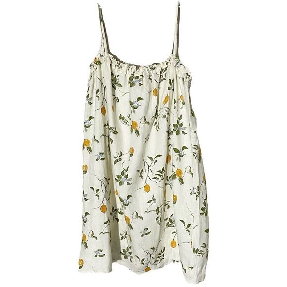 Reformation Ama 100% Linen Citron Lemon Print Shift Dress NWT Size Extra Large